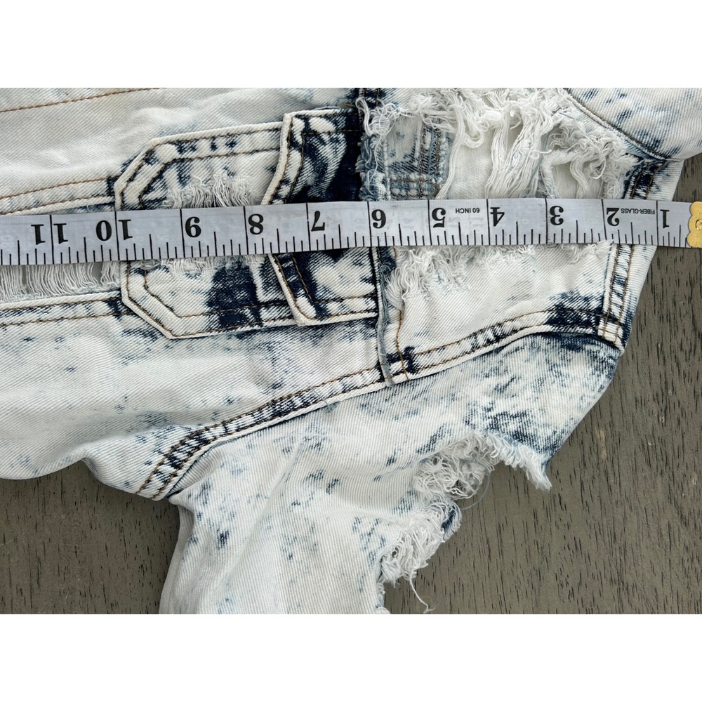 Chiqle Denim Architect Distressed Acid Wash Cropped Jean Jacket CY6498LA Small - Picture 5 of 10